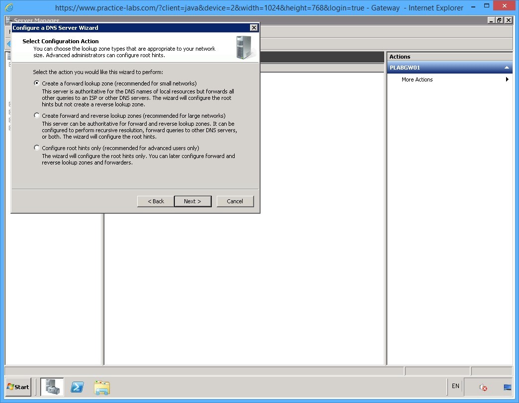 Practice Labs screenshot.